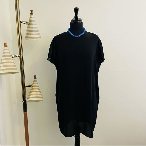 Oak + Fort | Black Chiffon Tunic Dress - Picture 2 of 8